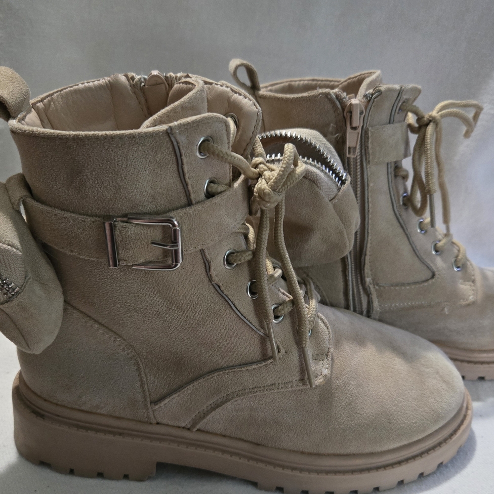 Tan Suede Lace-Up Boots